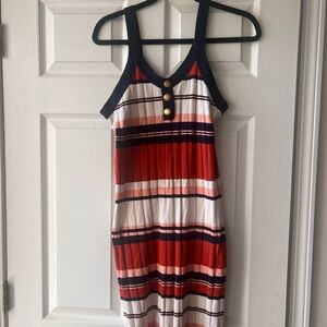 Striped Sleeveless Dress - Red, White, and Blue